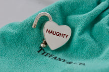 Load image into Gallery viewer, Tiffany &amp; Co. Silver &quot;Naughty or Nice&quot; Enamel Heart Padlock Pendant

