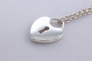 Tiffany & Co. Silver Large Keyhole Heart Padlock Pendant Necklace