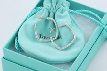 Load image into Gallery viewer, Tiffany &amp; Co. Frank Gehry Silver Square Torque 1&#39;&#39; Hoop Earrings
