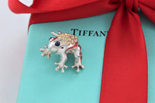 Load image into Gallery viewer, Tiffany &amp; Co. 18Kt. Gold &amp; Silver Blue Sapphire Gemtone Frog Pin Brooch
