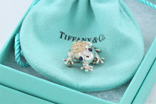 Load image into Gallery viewer, Tiffany &amp; Co. 18Kt. Gold &amp; Silver Blue Sapphire Gemtone Frog Pin Brooch
