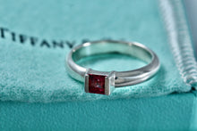 Load image into Gallery viewer, Tiffany &amp; Co. Silver Pink Square Tourmaline Stacking Ring
