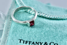 Load image into Gallery viewer, Tiffany &amp; Co. Silver Pink Square Tourmaline Stacking Ring

