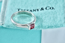 Load image into Gallery viewer, Tiffany &amp; Co. Silver Pink Square Tourmaline Stacking Ring
