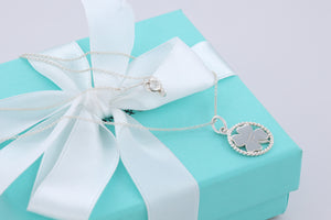 Tiffany & Co. Silver Twist Clover Charm Pendant Necklace