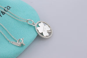 Tiffany & Co. Silver Twist Clover Charm Pendant Necklace