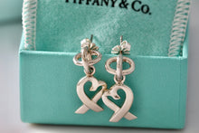 Load image into Gallery viewer, Tiffany &amp; Co. Paloma Picasso Silver Dangle Loving Heart Earrings
