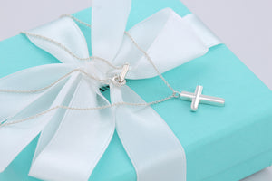 Tiffany & Co. Silver Small Concave Cross Necklace