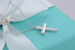 Tiffany & Co. Silver Small Concave Cross Necklace