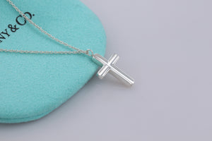 Tiffany & Co. Silver Small Concave Cross Necklace