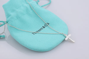 Tiffany & Co. Silver Small Concave Cross Necklace