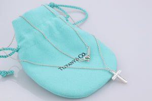 Tiffany & Co. Silver Small Concave Cross Necklace