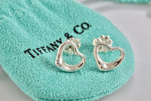 Load image into Gallery viewer, Tiffany &amp; Co. Elsa Peretti Silver Small Open Heart Stud Earrings
