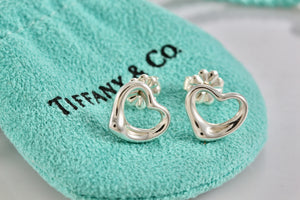 Tiffany & Co. Elsa Peretti Silver Small Open Heart Stud Earrings