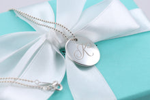 Load image into Gallery viewer, Tiffany &amp; Co. Silver Letter &#39;&#39;K&#39;&#39; Large Disc Pendant Beaded Chain Necklace
