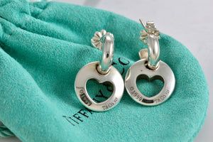 Tiffany & Co. Silver Dangle Cutout Heart Stencil Earrings