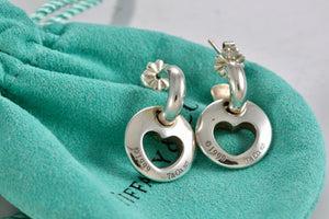 Tiffany & Co. Silver Dangle Cutout Heart Stencil Earrings