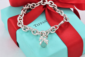 Tiffany & Co. Silver Blue Enamel Cupcake Charm Bracelet