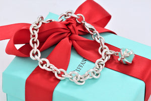 Tiffany & Co. Silver Blue Enamel Cupcake Charm Bracelet