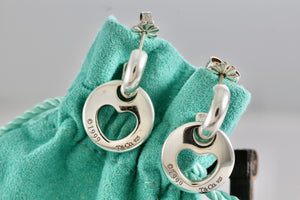 Tiffany & Co. Silver Dangle Cutout Heart Stencil Earrings