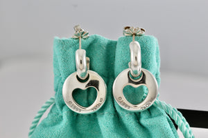 Tiffany & Co. Silver Dangle Cutout Heart Stencil Earrings