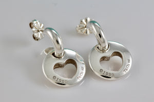 Tiffany & Co. Silver Dangle Cutout Heart Stencil Earrings