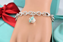 Load image into Gallery viewer, Tiffany &amp; Co. Silver Blue Enamel Cupcake Charm Bracelet
