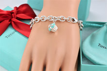 Load image into Gallery viewer, Tiffany &amp; Co. Silver Blue Enamel Cupcake Charm Bracelet
