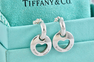 Tiffany & Co. Silver Dangle Cutout Heart Stencil Earrings
