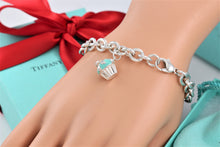 Load image into Gallery viewer, Tiffany &amp; Co. Silver Blue Enamel Cupcake Charm Bracelet
