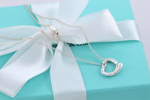 Load image into Gallery viewer, Tiffany &amp; Co. Elsa Peretti Silver Small Open Heart Aquamarine Pendant Necklace
