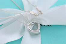 Load image into Gallery viewer, Tiffany &amp; Co. Elsa Peretti Silver Small Open Heart Aquamarine Pendant Necklace
