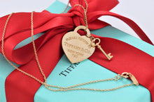Load image into Gallery viewer, Return To Tiffany &amp; Co. 18K Gold Heart Charm Mini Key Pendant Necklace
