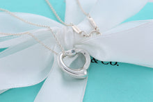 Load image into Gallery viewer, Tiffany &amp; Co. Elsa Peretti Silver Small Open Heart Aquamarine Pendant Necklace
