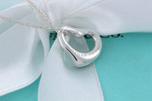 Load image into Gallery viewer, Tiffany &amp; Co. Elsa Peretti Silver Small Open Heart Aquamarine Pendant Necklace
