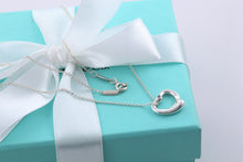 Load image into Gallery viewer, Tiffany &amp; Co. Elsa Peretti Silver Small Open Heart Aquamarine Pendant Necklace
