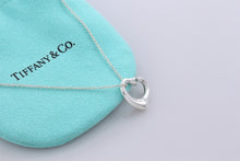 Load image into Gallery viewer, Tiffany &amp; Co. Elsa Peretti Silver Small Open Heart Aquamarine Pendant Necklace
