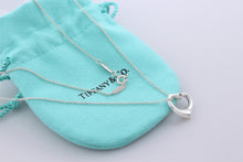 Load image into Gallery viewer, Tiffany &amp; Co. Elsa Peretti Silver Small Open Heart Aquamarine Pendant Necklace
