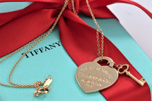 Load image into Gallery viewer, Return To Tiffany &amp; Co. 18K Gold Heart Charm Mini Key Pendant Necklace
