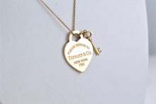Load image into Gallery viewer, Return To Tiffany &amp; Co. 18K Gold Heart Charm Mini Key Pendant Necklace
