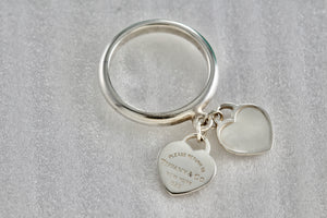Return To Tiffany & Co. Silver Mini Double Heart Ring Size 6