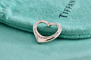 Tiffany & Co. Elsa Peretti Silver Small Open Heart 16mm Pendant
