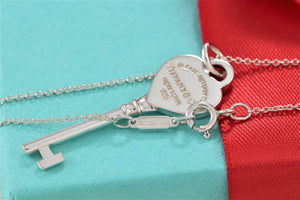 Return To Tiffany & Co. Silver Heart Key Pendant 16" Necklace
