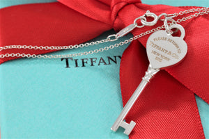 Return To Tiffany & Co. Silver Heart Key Pendant 16" Necklace