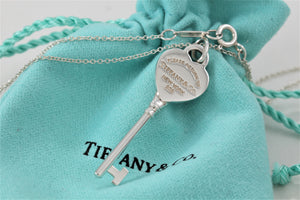 Return To Tiffany & Co. Silver Heart Key Pendant 16" Necklace