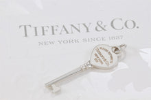 Load image into Gallery viewer, Please Return to Tiffany Silver Heart Key Charm 1.25&quot; Pendant
