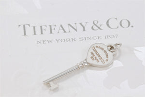 Please Return to Tiffany Silver Heart Key Charm 1.25" Pendant