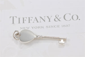 Please Return to Tiffany Silver Heart Key Charm 1.25" Pendant