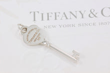 Load image into Gallery viewer, Please Return to Tiffany Silver Heart Key Charm 1.25&quot; Pendant
