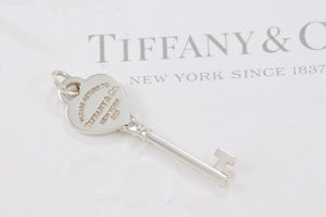 Please Return to Tiffany Silver Heart Key Charm 1.25" Pendant